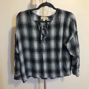 Cloth & Stone Fray Hem Long Sleeve Tied Front